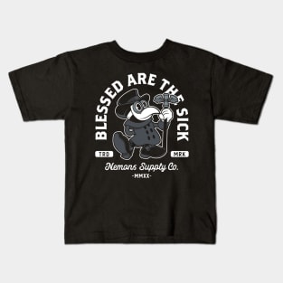 Vintage Cartoon Plague Doctor - Blessed Are The Sick - Occult - Goth Metal Kids T-Shirt